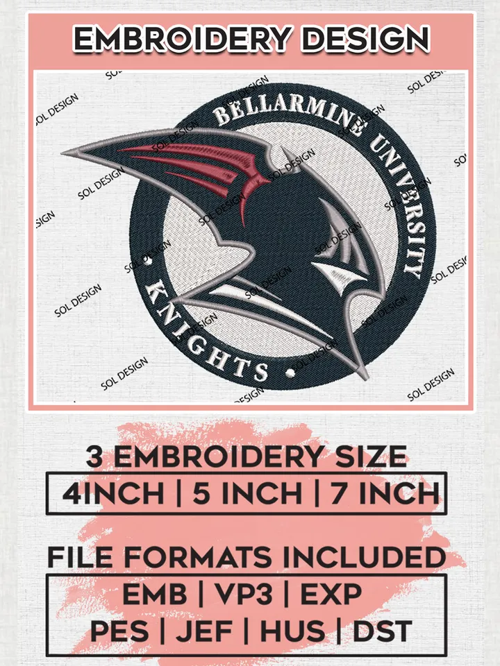 Bellarmine Knights Team Round Logo embroidery designs, NCAA Bellarmine Knights  Logo Machine embroidery designs, NCAA Team Logo embroidery designs, NCAA Game Day Machine embroidery designs, Digital Download