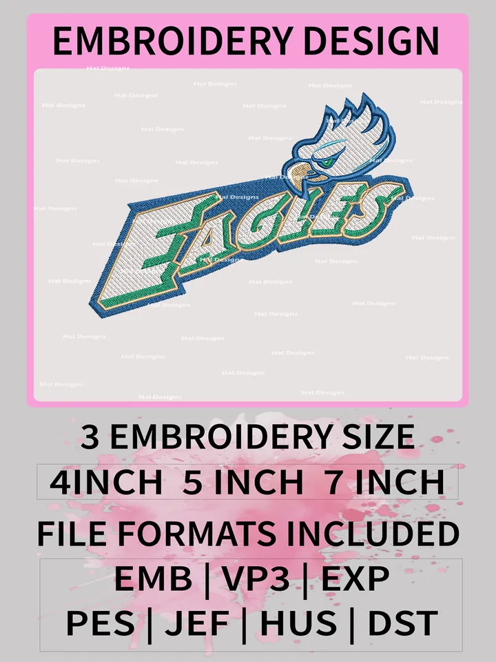 NCAA Florida Gulf Coast Eagles Embroidery File, 3 Sizes, 6 Formats, NCAA Machine Embroidery Design, NCAA Logo, NCAA Teams