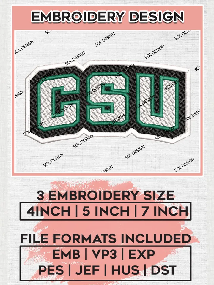 NCAA CSU College Team Logo Embroidery Design Files, NCAA Chicago State Cougars Machine Embroidery, NCAA Teams, 3 sizes, NCAA Machine embroidery designs, Digital Download