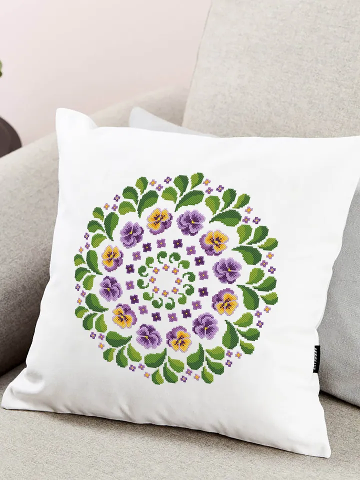 Flower mandala cross stitch pattern download PDF Mandala pattern digital Violet flower cross stitch Floral ornament cross stitch chart #M2