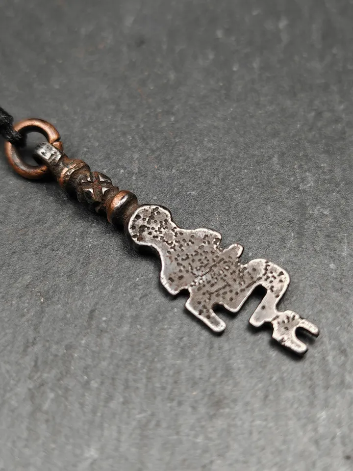 Antique Tibetan Amulet,The Key of Heart Pendant, Gandhanra Handmade Himalayan Style Pendant,Lucky Charm,Made of Cold Iron
