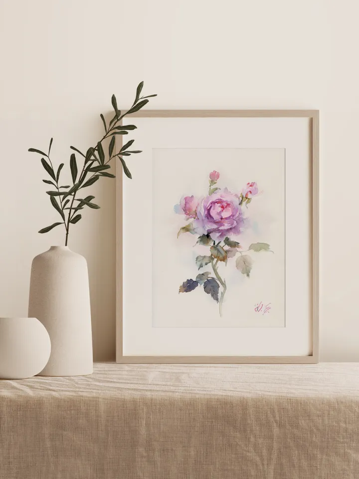 Rose in watercolor / Original art of flower