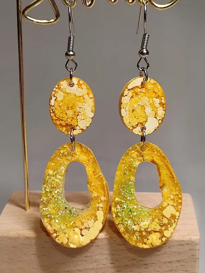 Yellow colored earrings, beautiful costume jewelry