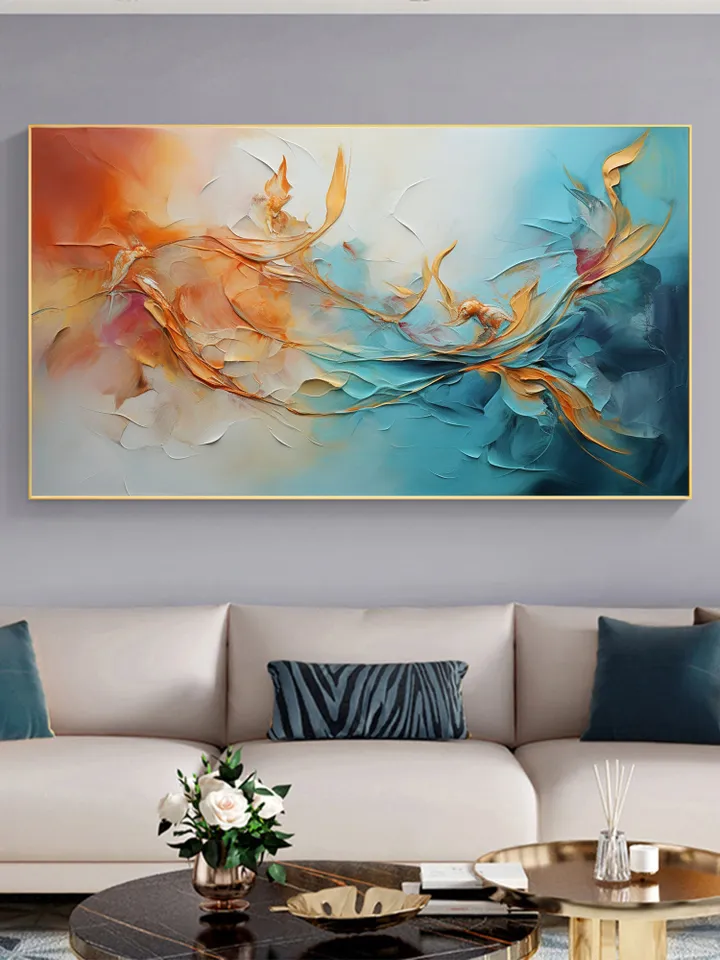 Original Framed Colorful Oil Painting On Canvas, Large Wall Art, Abstract Flowers Painting, Custom Painting, Living room Wall Art Home Decor