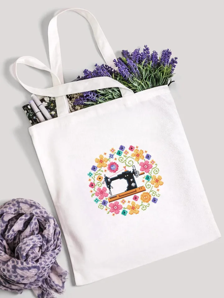Floral sewing machine cross stitch pattern PDF instant download Sewing cross stitch chart, Floral pattern digital PDF Sewing room decor #O24