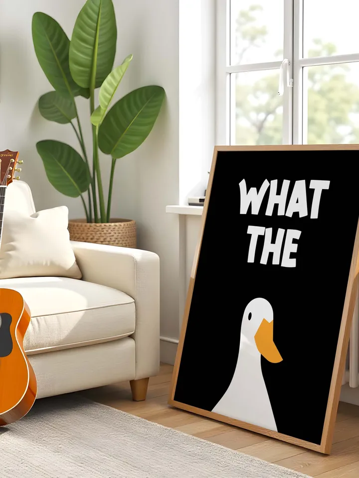 What the Duck Poster Funny Bathroom Wall Art Printable Duck Quote Digital Humor Sign Quirky Toilet Decor Instant Download Digital black