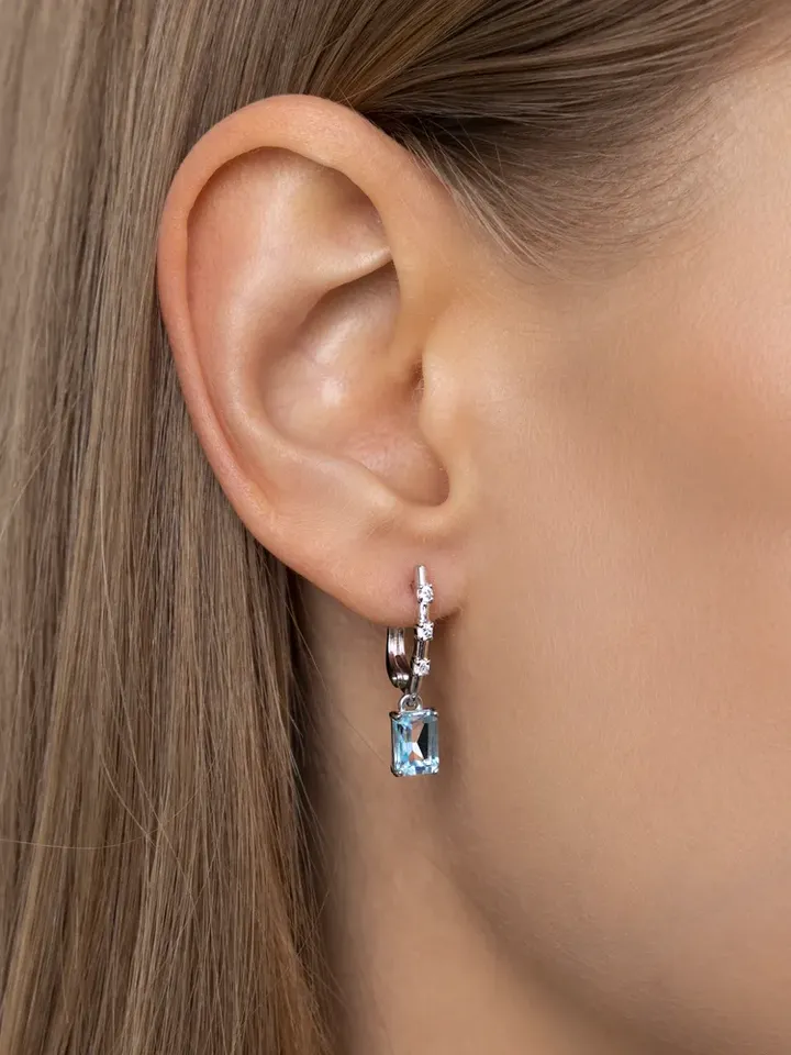 Earrings 925 silver, with topaz