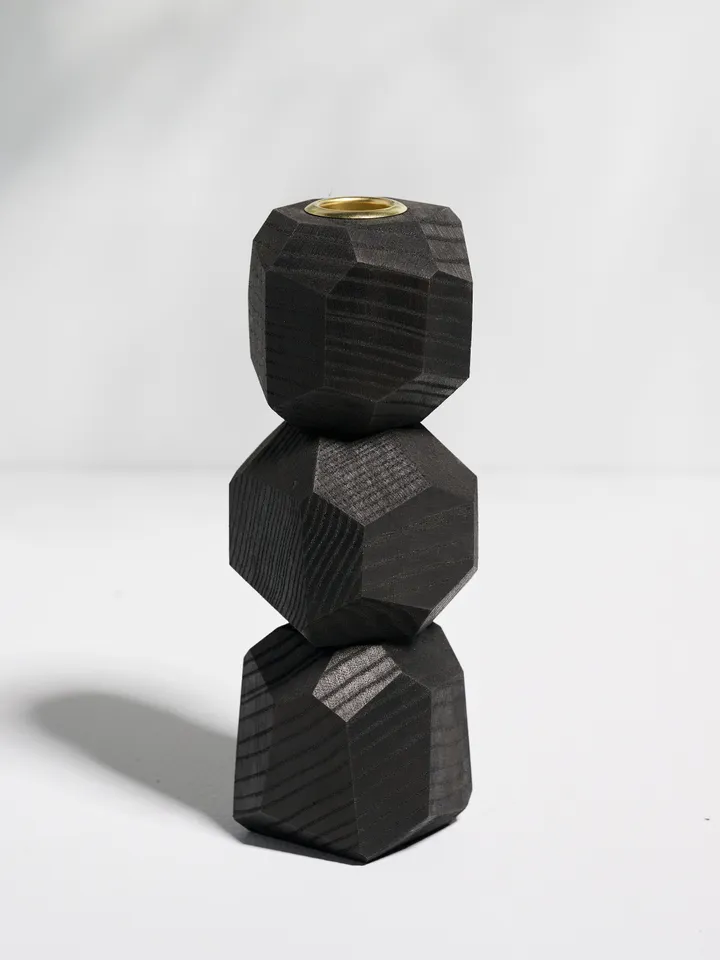 Black Geometric Tapered Candlestick Holder