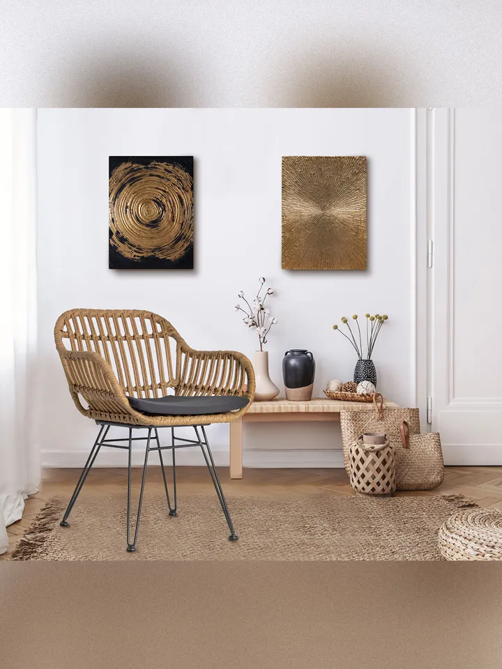 Modern Abstract Gold Effect Painting - 3D Acrylic Art on MDF Board 40x30 cm | Handmade Artwork | Star light wall art | Modular painting