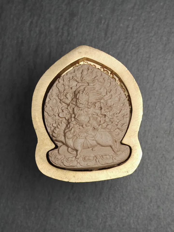 Dorje Gotrab Tsa Tsa Mold,Old Version Vajra Armor of Wrathful Guru Rinpoche,5cm Height,Gandhanra Unique Tibetan Buddha Tsha Tsha Mould