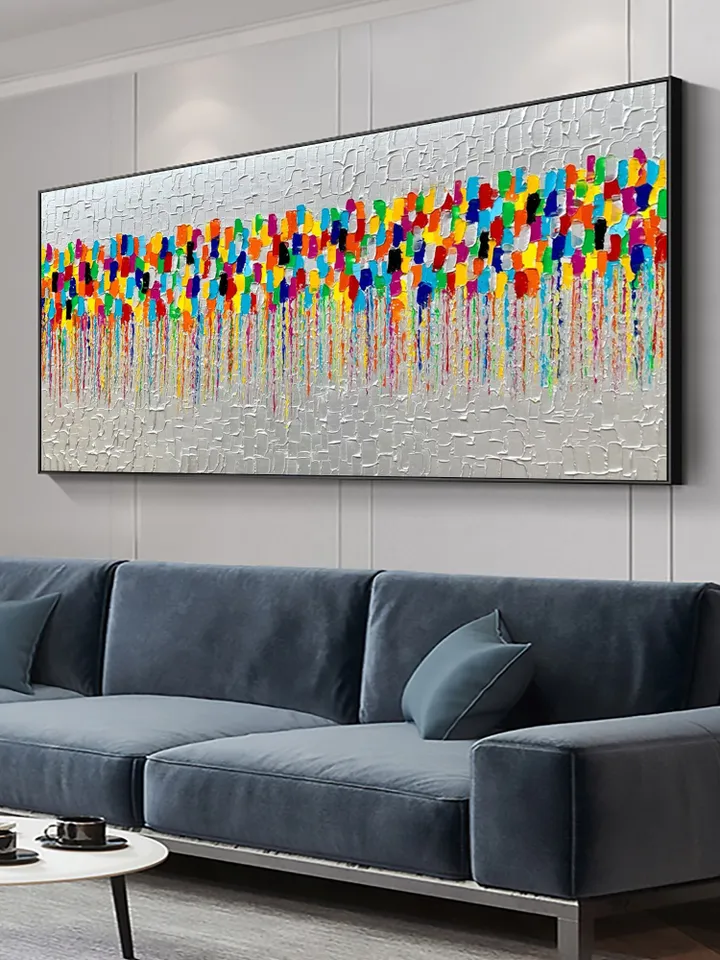 Original Oil Painting On Canvas, Abstract Colorful Textured Palette Art, Large Wall Art, Living room Wall Art, Home Decor, Boho Wall Decor