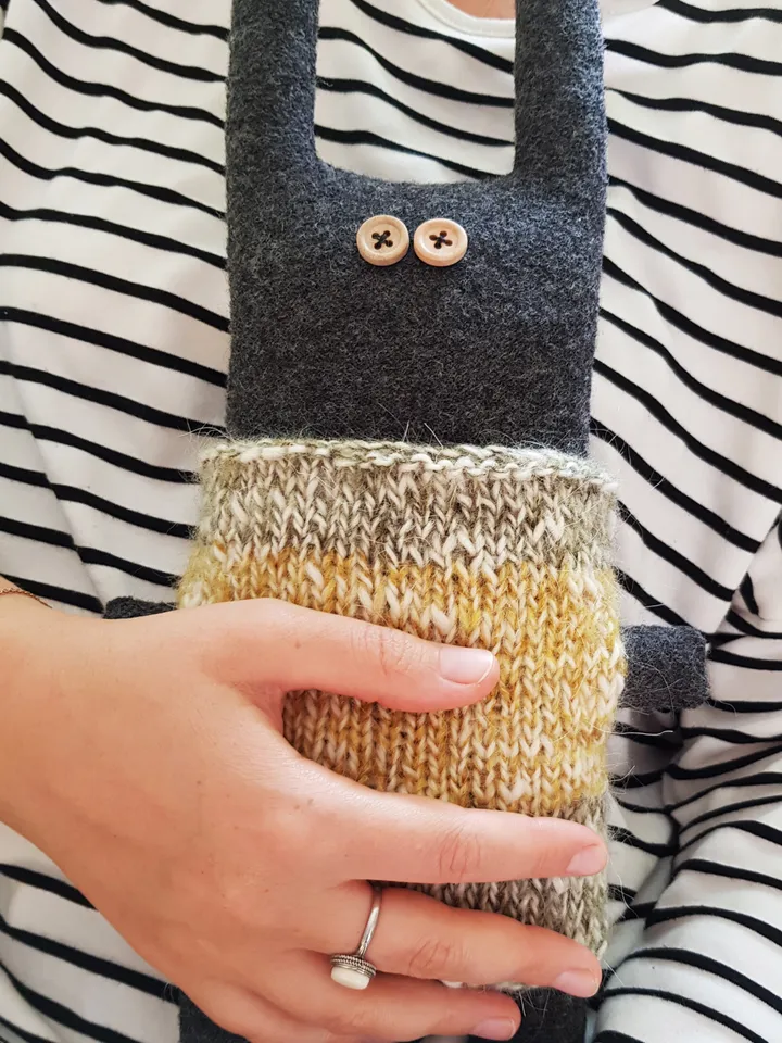 Big Black rabbit in sweater, sewing and knitting patterns PDF, digital tutorial, diy stuffed animal