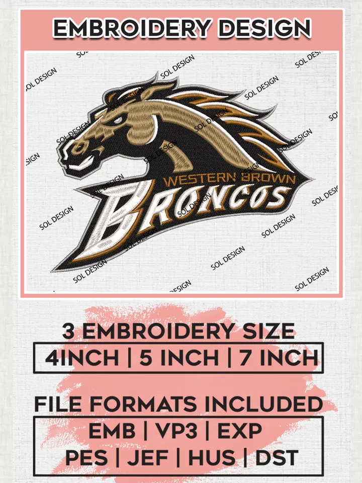 Western Michigan Broncos College Football Team Mascot Logo embroidery designs, NCAA Western Michigan Broncos Logo Machine embroidery designs, NCAA Team Logo embroidery designs, NCAA Game Day Machine embroidery designs, Digital Download