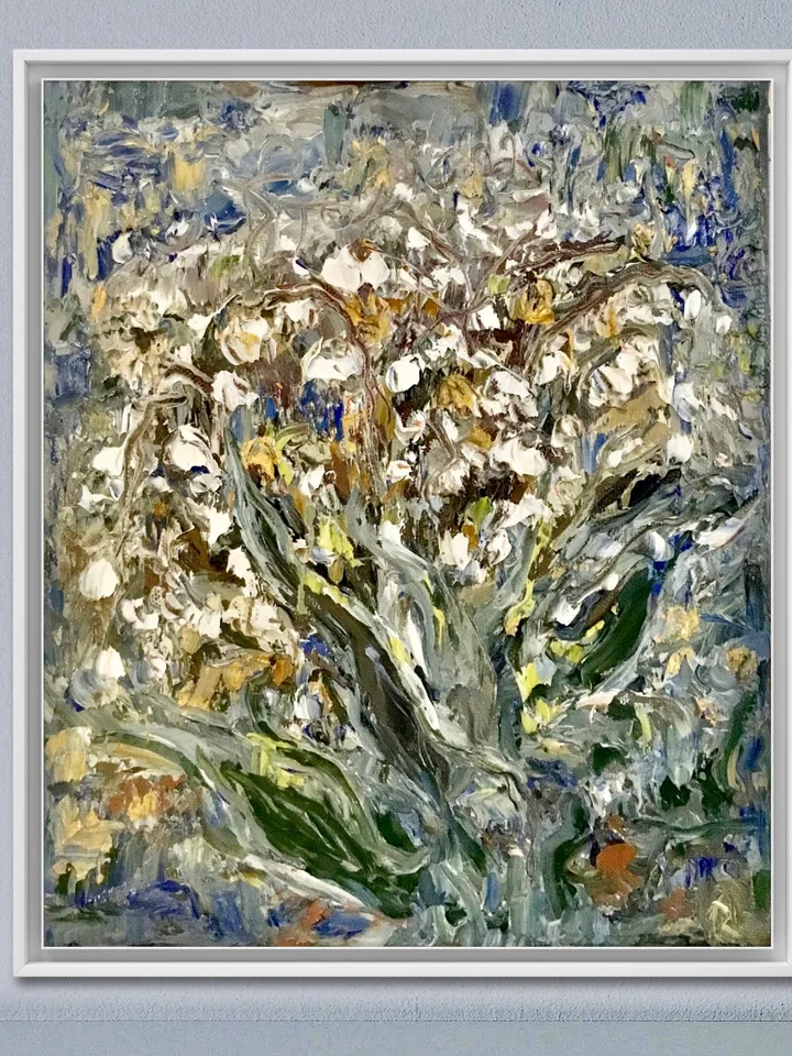 Abstract lillies of the valley,original oil impasto style painting on canvas,abstract flowers painting,unique gift,home decoration.