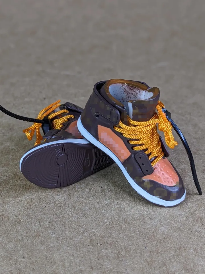 Premium brown & orange sneakers in box for 12 inch male dolls