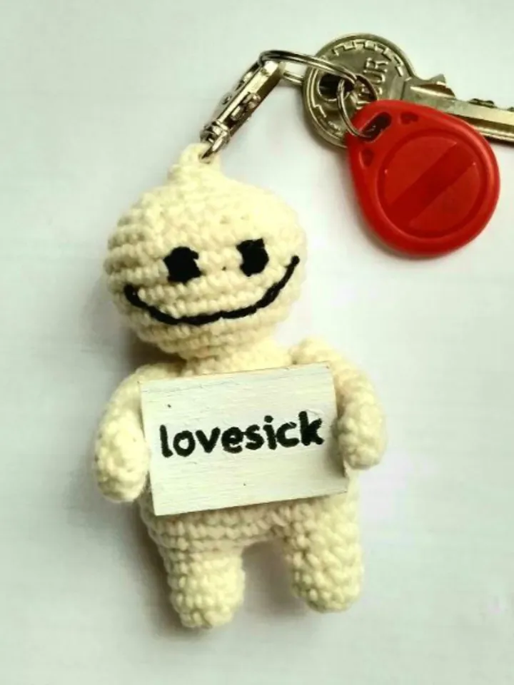 The keychain "lovesick" for a bag or keys, a toy in the car interior, a pendant for the rearview mirror