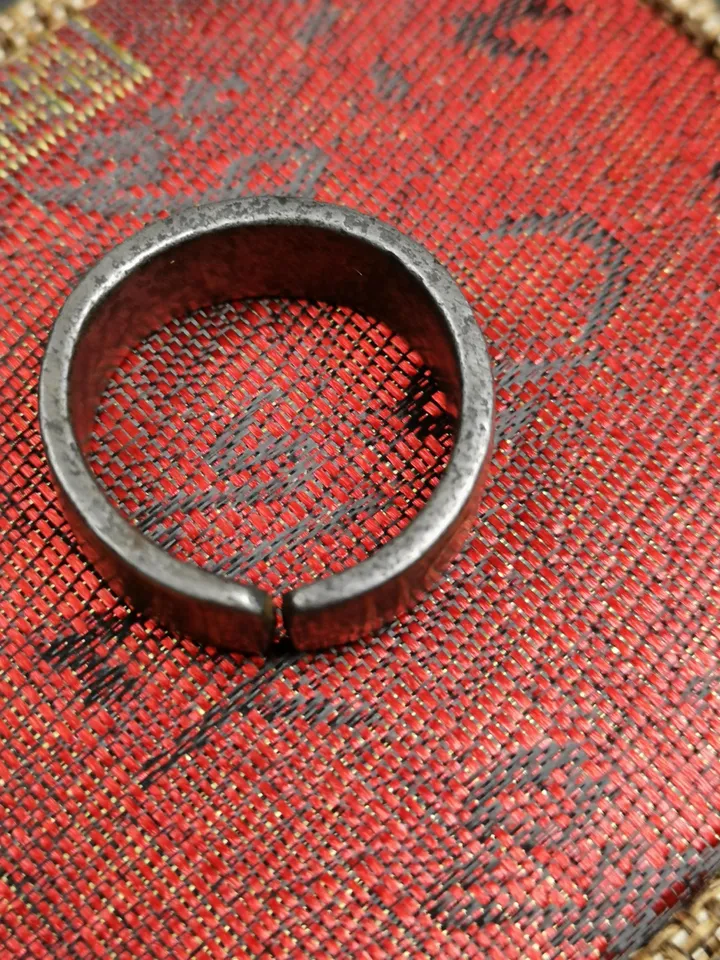 Gandhanra Unique Handcrafted Tibetan Dzi Ring | Protection Jewelry | Cold Iron & Copper Inlay | Adjustable Size | Tibetan Craftsmanship
