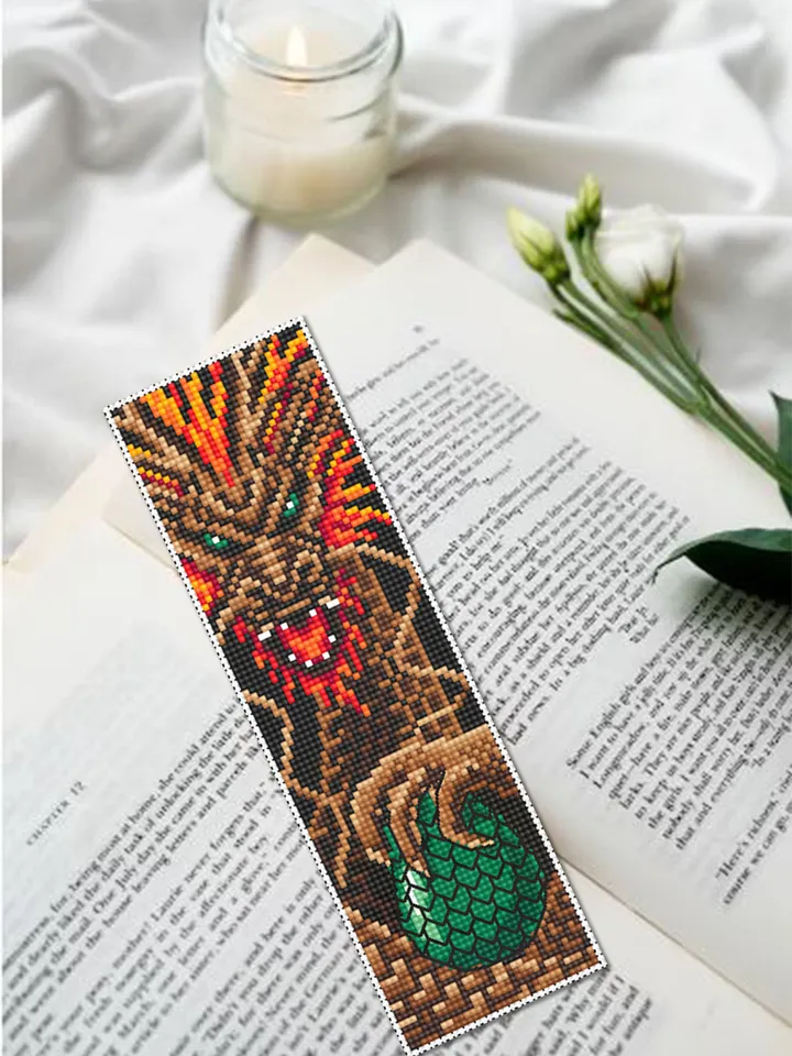Dragon bookmark cross stitch pattern PDF download Fantasy dragon cross stitch, Chinese dragon pattern, Dragon egg, Chinese New Year #B275