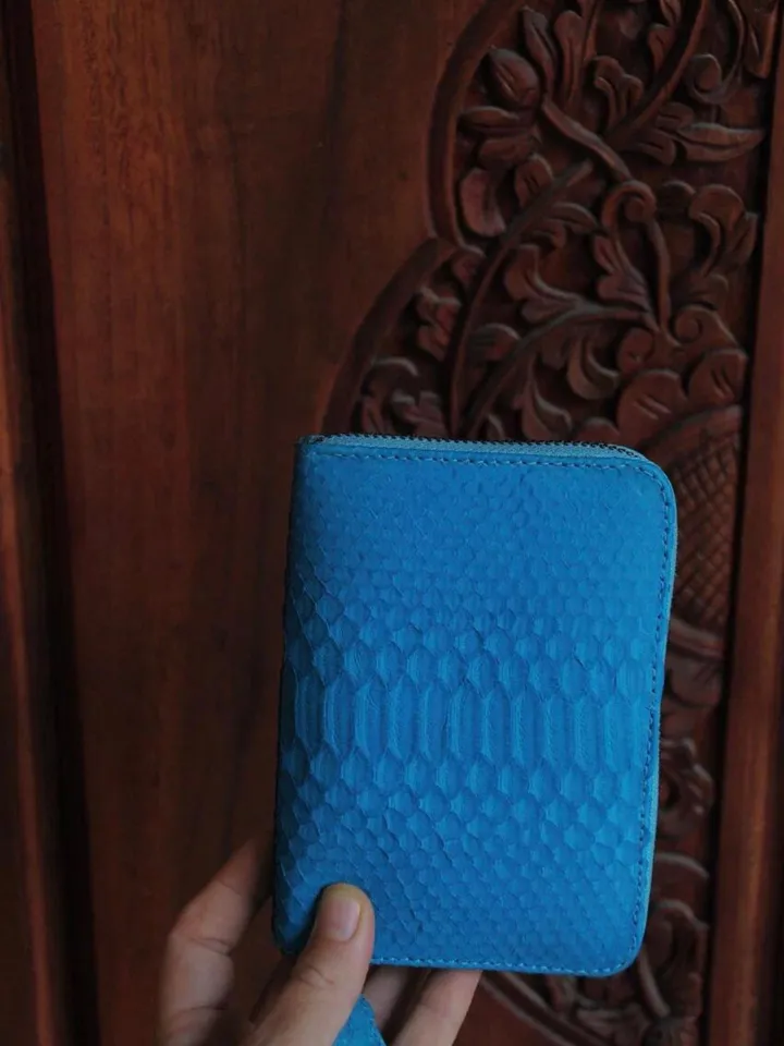 Genuine python skin turquise wallet | Small coin purse | Exotic leather wallet | Gift for her | Snakeskin designer wallet summer colour