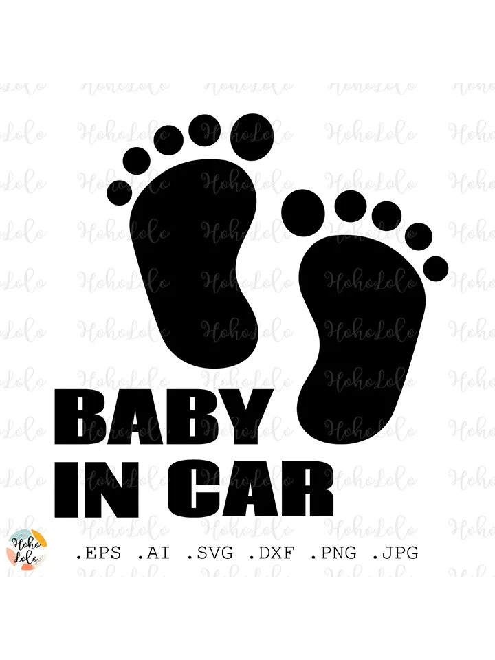 Baby in Car Svg, Baby in Car Window Decal, Baby in Car Cricut, Baby in Car Stencil Template Dxf, Baby in Car Clipart Png