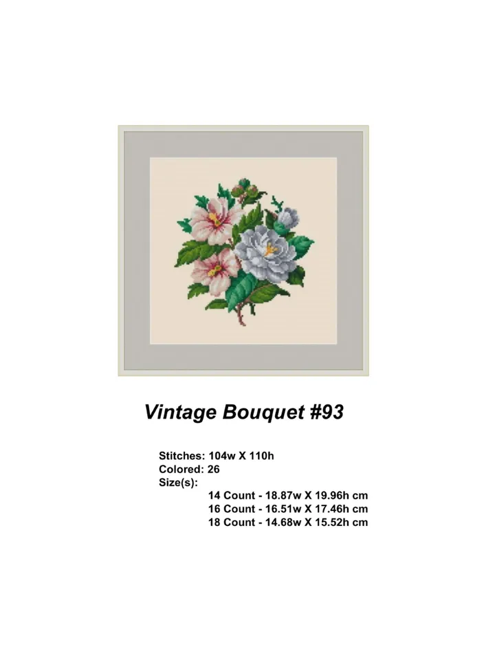 Berlin Woolwork Bouquet 93 Flowers Vintage Cross Stitch Pattern PDF Compatible Pattern Keeper