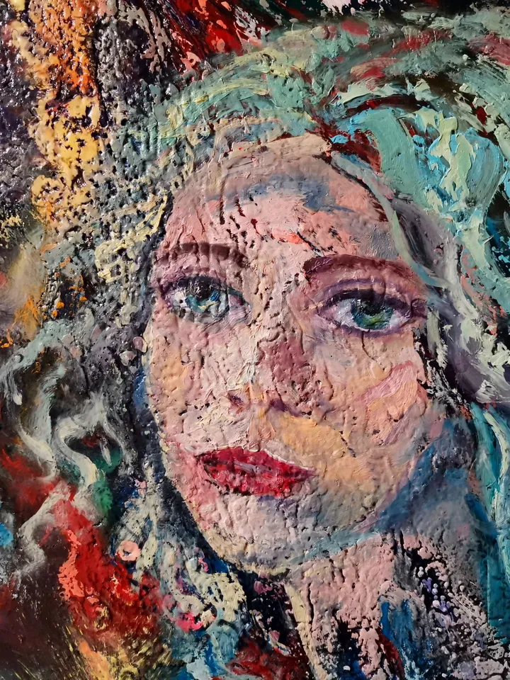 Abstract Art Original Oil Painting on Canvas Music Angel Artist Svinar Oksana