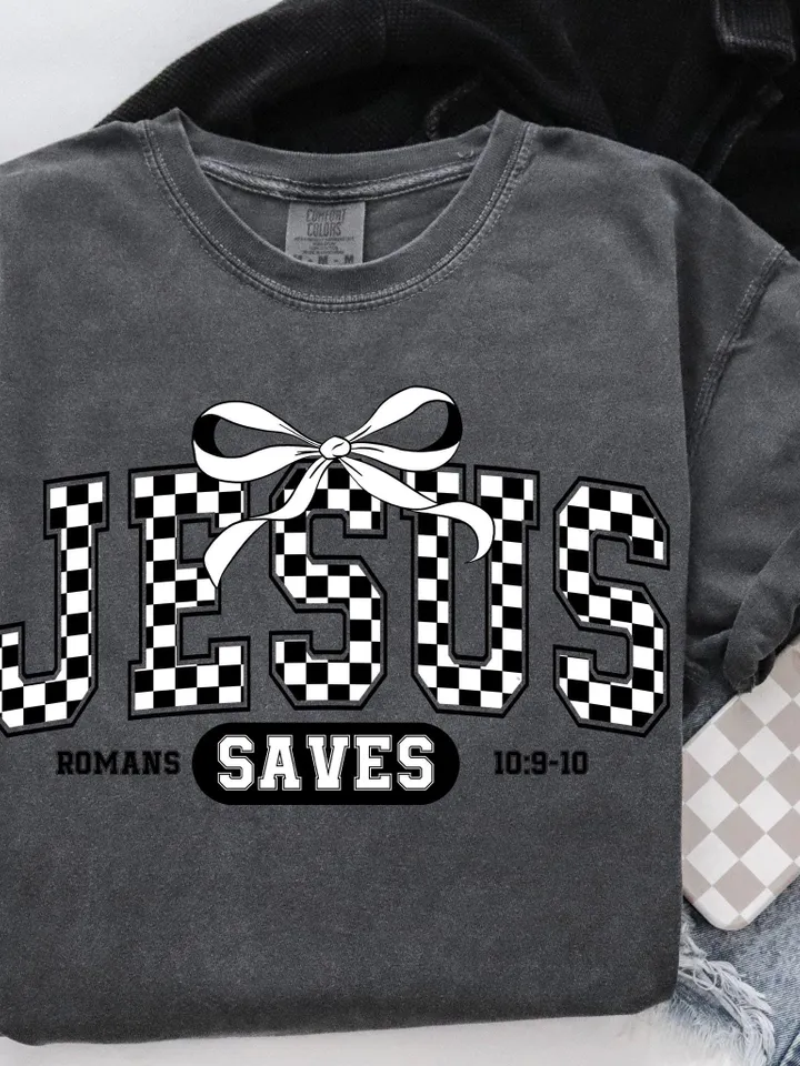 Jesus Saves PNG Digital Design Download, amen png, romans png, christian png, pray png, bible verse png, single color png, retro png