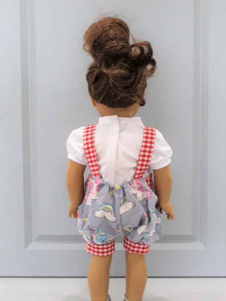 Handmade American girl doll clothes - unicorn jumpsuit  – doll shoes and accessories – gift from grandmother