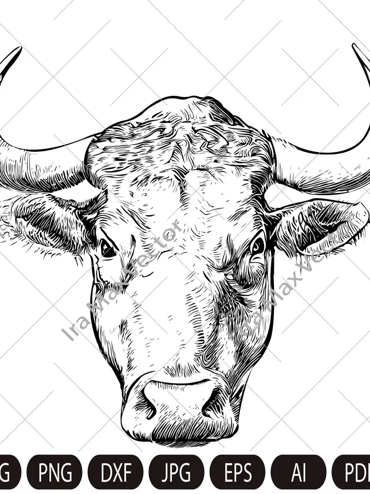 Bull Svg, Bull head svg, Bull svg, Rodeo svg, Bull face svg, Bull clipart, Cowboy bull svg, cow svg, Cow head svg, Cow face, Angry bull svg
