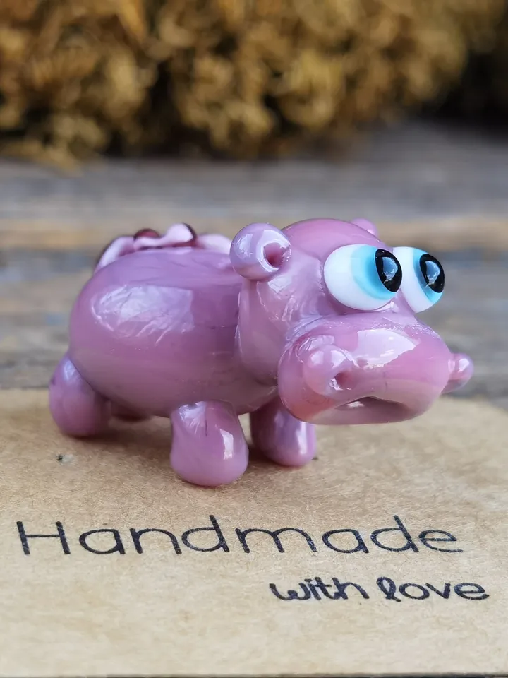 Glass beads Hippo beads Lampwork beads hippo figurine Glass hippo Miniature hippo Tiny glass animals Blown glass art Terrarium