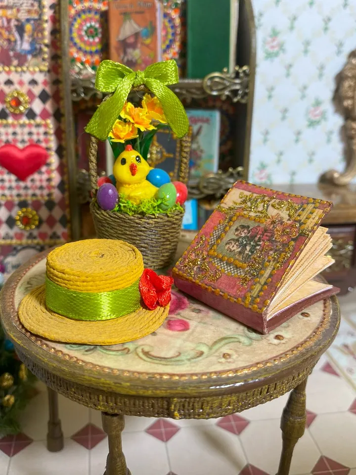 Photo album for a doll. Dollhouse miniature. 1:12. Handmade. Vintage photo album.