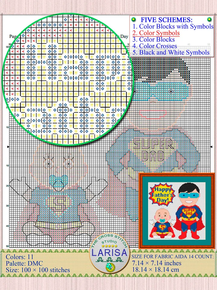 Happy Father’s Day Cross Stitch Pattern | Super Dad