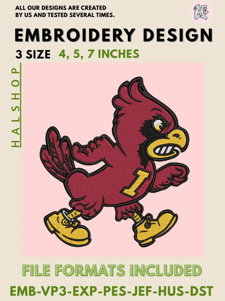 Iowa State Cyclones Embroidery Design – NCAA Logo Digital File for Machine Embroidery 🌪️✨