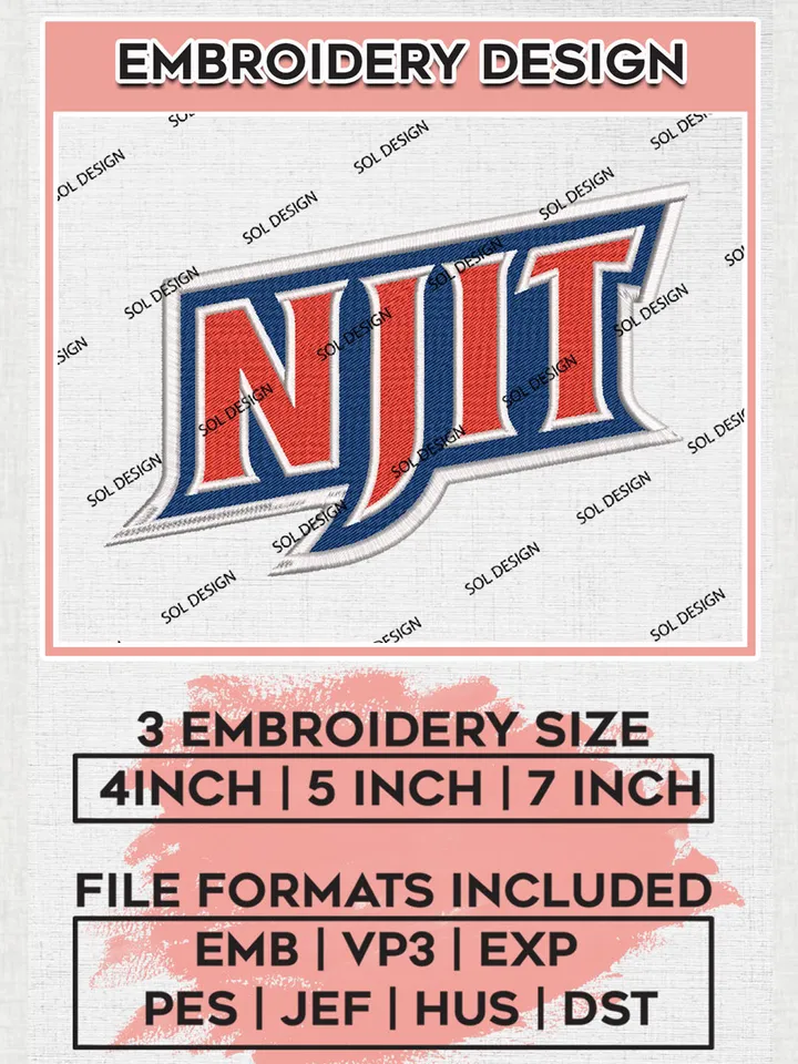 NCAA NJIT Team Logo Word embroidery designs, NCAA NJIT Highlanders Logo Machine embroidery files, NCAA Team Logo embroidery designs, NCAA Game Day Machine embroidery designs, Digital Download