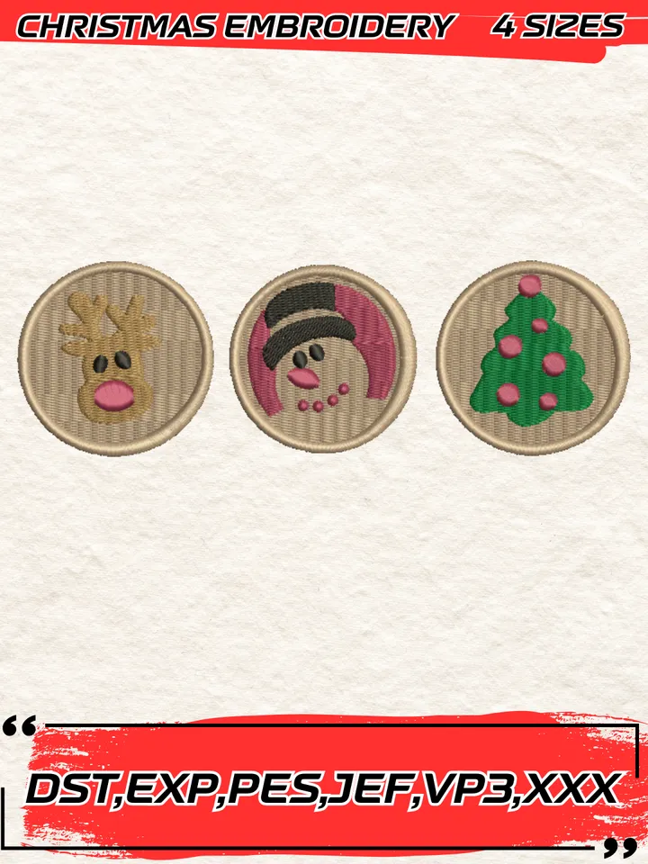 Sugar Cookie Christmas Embroidery Design,Christmas Embroidery Design,4 Sizes, Digital Download #2