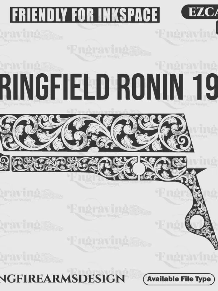 SpringField1911 Ronin Scroll Design Svg,lasercut,laserengraving,fiberlaser,engravingfiles,laserpattern,engravingdesign,engravingpattern