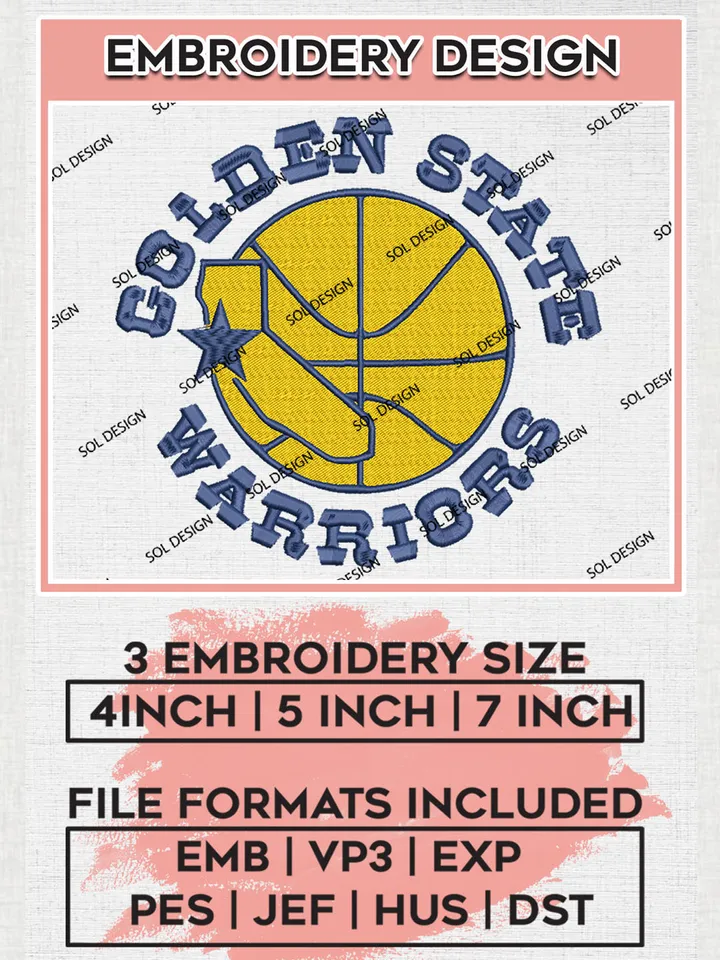 NBA Golden State Warriors Machine Embroidery Designs, Golden State Warriors Embroidery Design Files, NBA Logo Machine Embroidery, NBA Embroidery Design, Digital Download