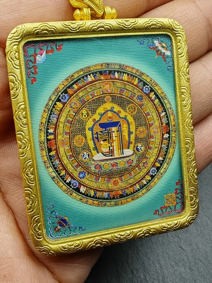 Gandhanra Handmade Tibetan Gau Ghau Shrine,Double Sided Shri Devi Tsa Tsa,Drashi Lhamo,Zashi Lhamo,Mini Tibetan Buddhist Altar Amulet
