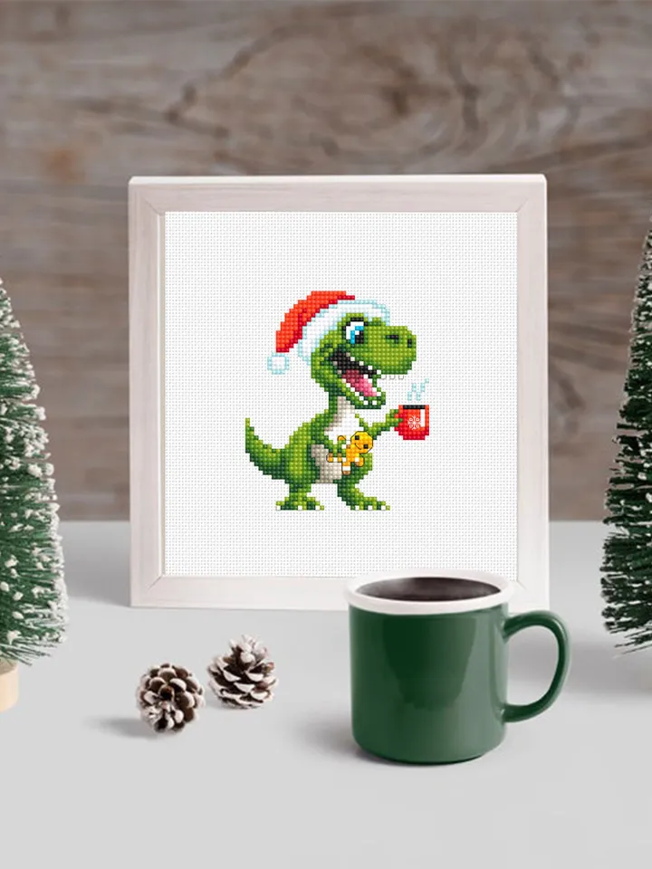 Funny dinosaur christmas cross stitch pattern PDF download, Set of 2 small dinosaur cross stitch chart, Cute dino pattern digital PDF #N115