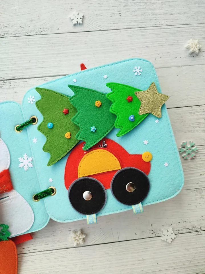 Christmas Quiet Book pattern PDF toddler, Santa's Felt book svg, Baby activity book pdf, Sensory book kids, felt sewing pattern baby