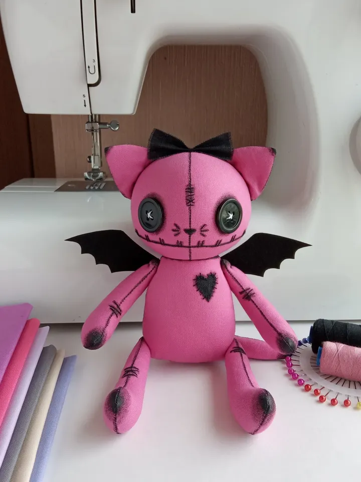 Handmade Cat Doll – Bright Pink