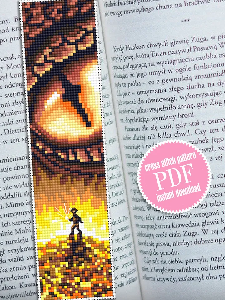 Fantasy Dragon bookmark cross stitch download PDF Fairy movie cross stitch, Magic handmade bookmark digital PDF, Wizard world, Fantasy bookmark #B87