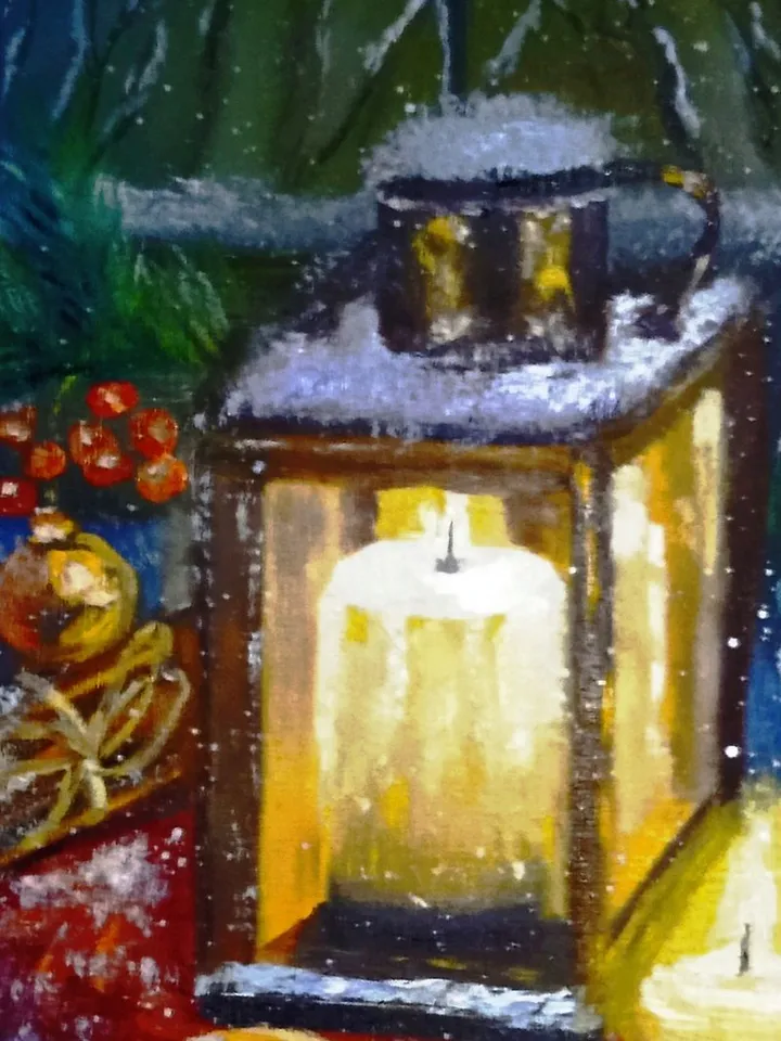 Christmas Painting Christmas Wall Decoration Christmas Lantern Canvas 40x50 cm
