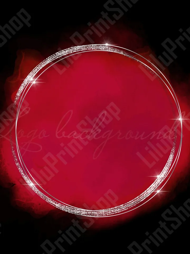 Red and silver logo design Christmas Watercolor logo Background Red logo with Round Silver frame ldigital instant download