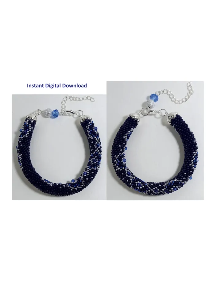 Bead Crochet Rope patterns for beading «Roberta» Necklace and Bracelet. PDF patterns, Instant Digital Download