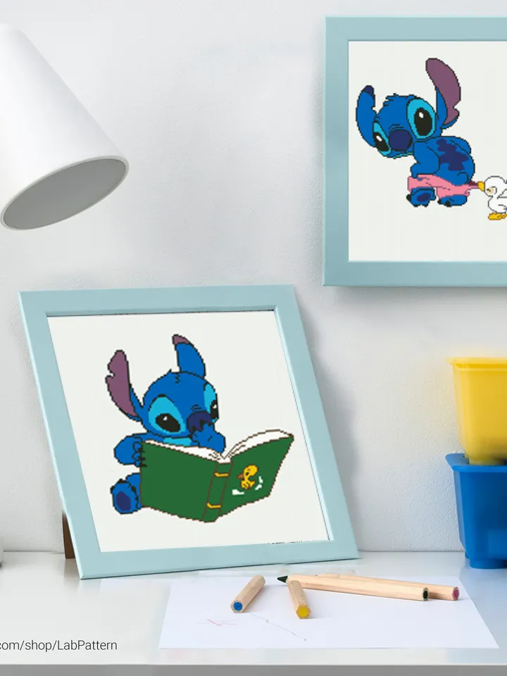 Lilo and Stitch, Duck cross stitch pattern, baby, Love Hawaii, nursery decor, counted, chart, gift DIY, embroidery, instant PDF