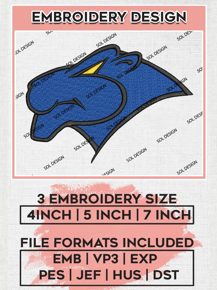 Georgia State Panthers Team Head Mascot Logo Embroidery Design Files, NCAA Georgia Southern Eagles Machine Embroidery, NCAA Teams, 3 sizes, NCAA Machine embroidery designs, Digital Download