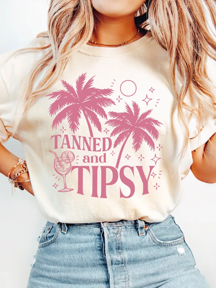 Tanned and Tipsy SVG PNG Beach summer Svg Beach shirt Png Summer vibe Svg Beach vibes Vacation svg Beach CutFile Summer Sublimation ORIGINAL