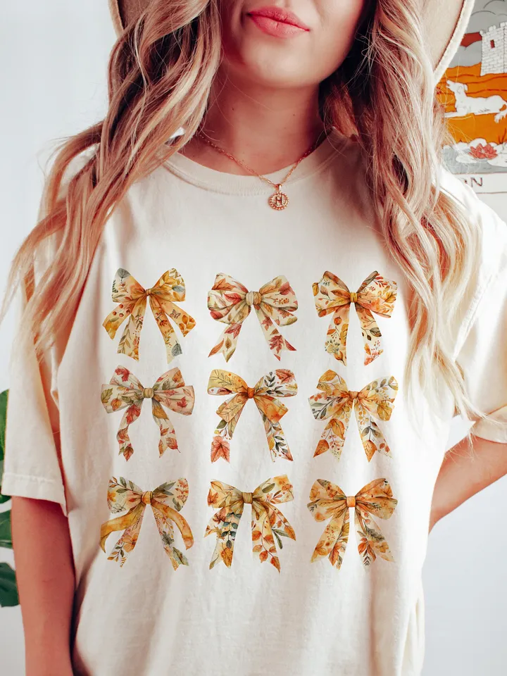 Retro Fall Pumpkin Bow Png, Fall Coquette Bow PNG, Fall Shirt Png, Autumn Pumpkin Png, Autumn Sublimation Design Fall PNG Fall Autumn Shirt