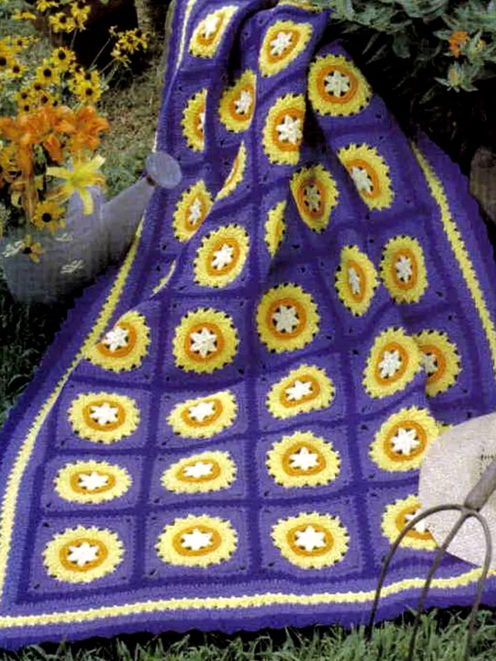 Sunburst Afghan Vintage Crochet Pattern 239